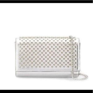 Christian Louboutin Paloma Spiked Silver Clutch